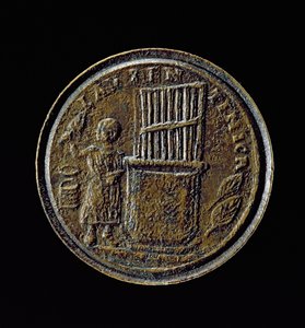 Romersk mynt som viser et orgel (bronse)
